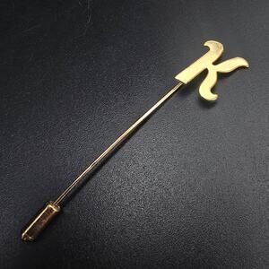 Vintage Gold Tone Letter K Initial Stick Pin Timeless Classic New Old Stock